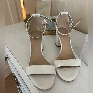 Elegant White Block Heel Sandals